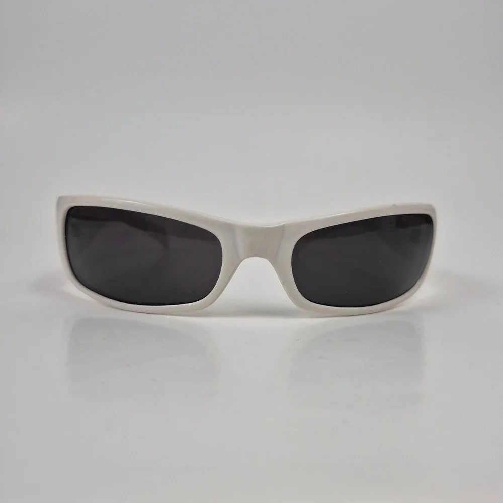Locs 9005 White Wrap Sunglasses Dark Lens Old English Logo Men's Shades